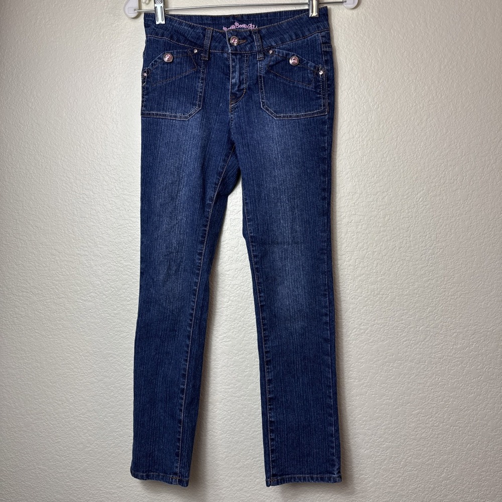 Vintage Boom Boom Girls Dark Wash Skinny Jeans Size 12 Y2K Jeweled Pockets